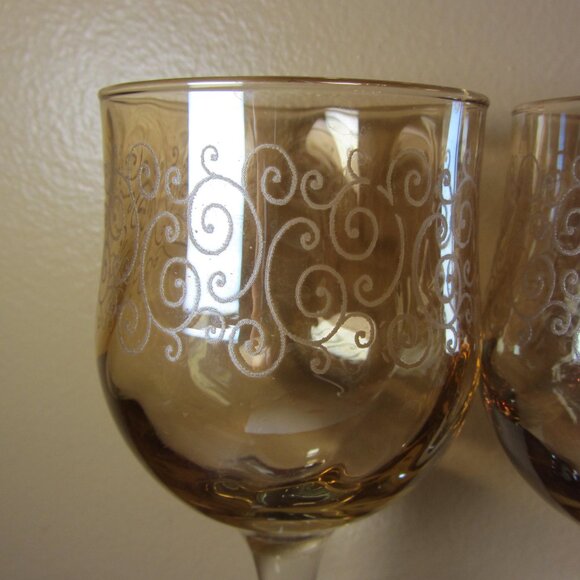 10 oz cristalleria fumo italy amber swirls wine glass NWT - pair of 2 (W5949) - Picture 3 of 10